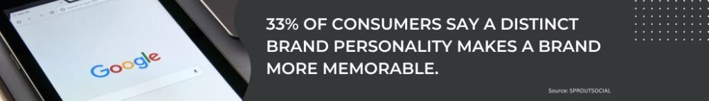 33% of consumers say a distinct brand personality makes a brand more memorable.